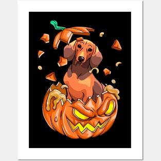 Dachshund In The Pumpkin tshirt halloween costume funny gift t-shirt Posters and Art